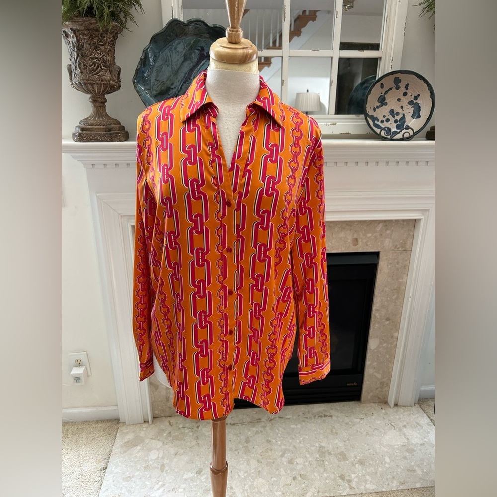 Anthropologie/Maison d’ Amelie Retro Vibrant Chain Print Blouse